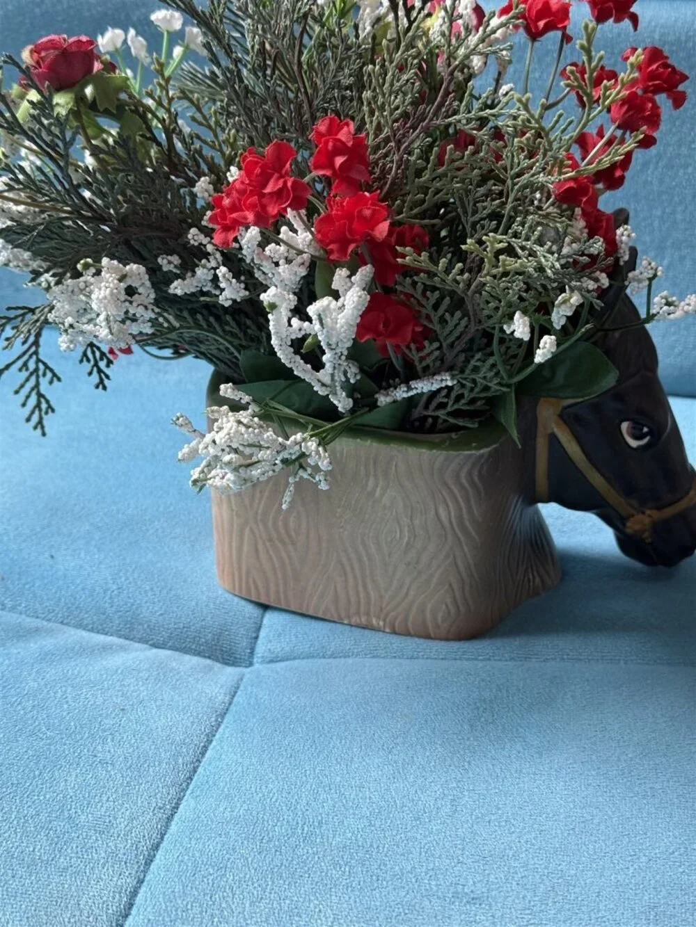 Vintage Rubens Horse Black Stallion By Fence Ceramic Planter Made In Japan